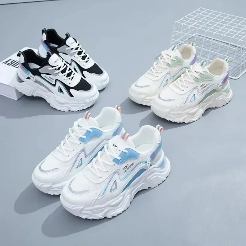 Zapatillas de deporte para mujer, zapatos planos con plataforma, zapatos de mujer, zapatillas informales verdes, zapatillas gruesas para mujer, zapatos de mujer - imagen 4