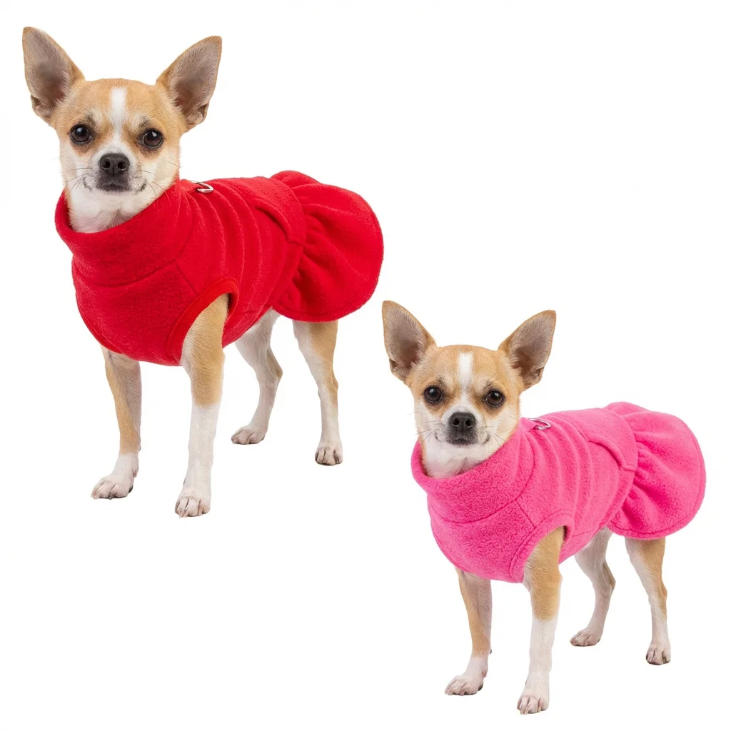 Chaleco forro polar para perro mini hebilla correa cálido uso diario - imagen 2