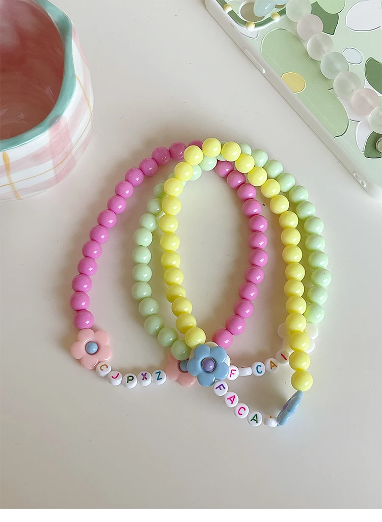 Collar de cuentas de flores de oso de color personalizado con nombre de gato y perro, accesorios para mascotas - imagen 4