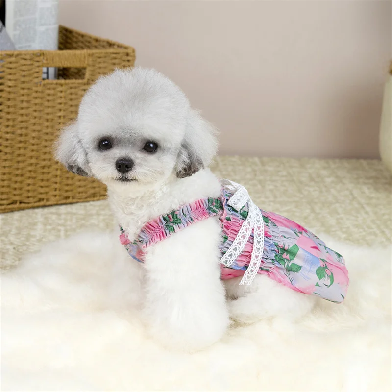 Vestido floral verano con capucha y tirantes para Chihuahua y Bichón - imagen 5
