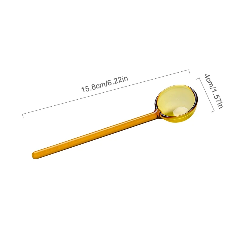 Cuchara de vidrio transparente con mango largo