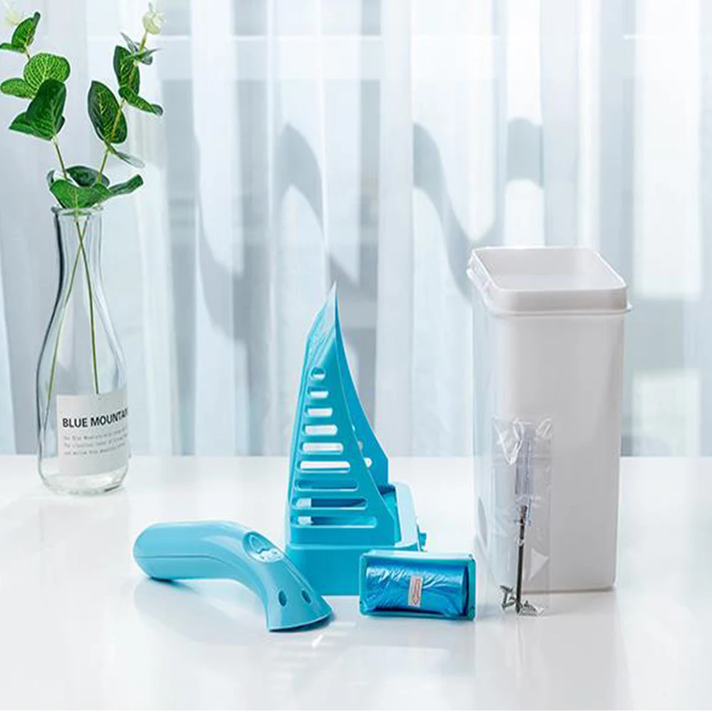 Pala de arena para gatos, Herramientas de limpieza de plástico, práctico cubo de basura desmontable con bolsas de basura, limpieza de caca de cachorro y gatito, productos para mascotas - imagen 4