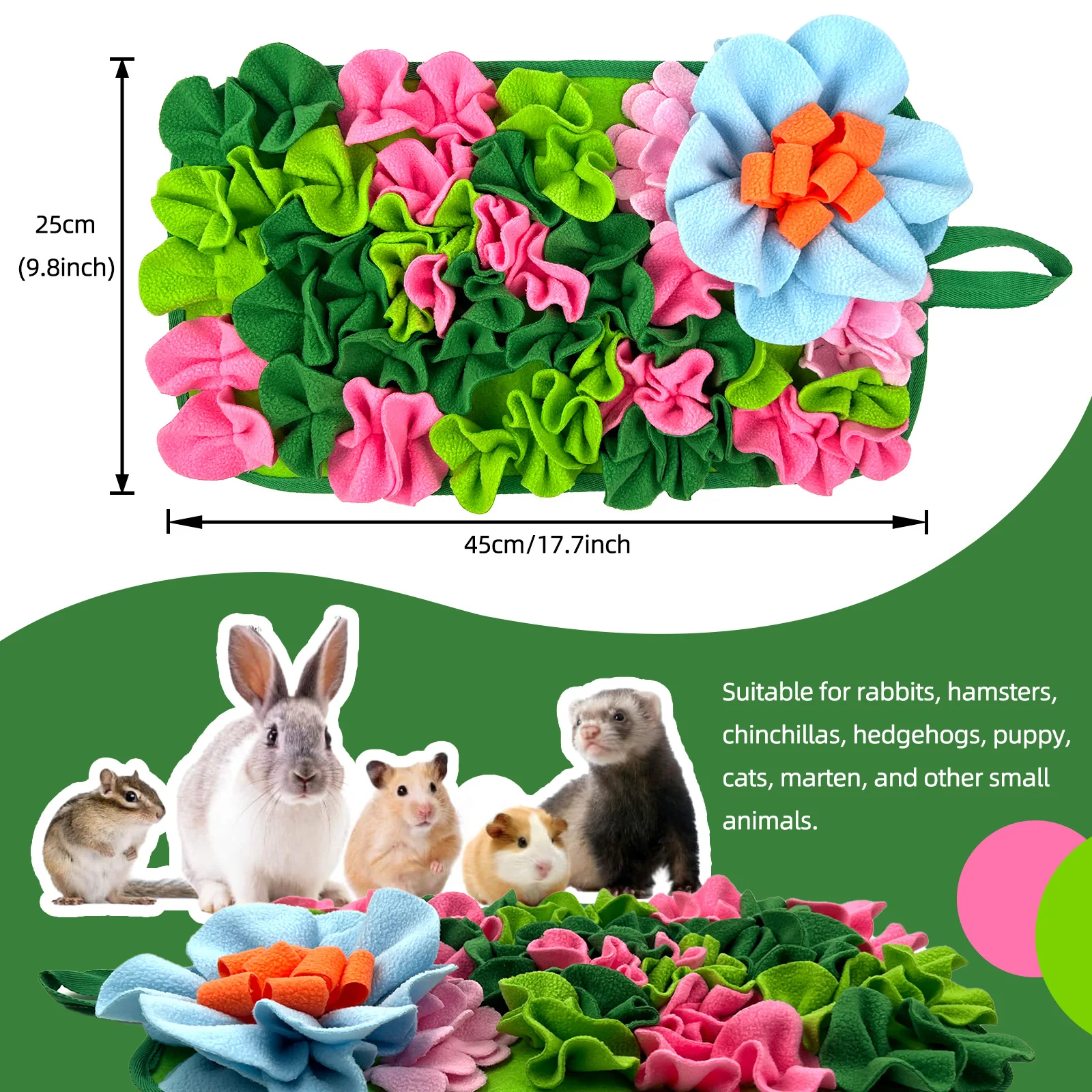Alfombrilla de forrajeo interactiva con diseño de flores para mascotas pequeñas