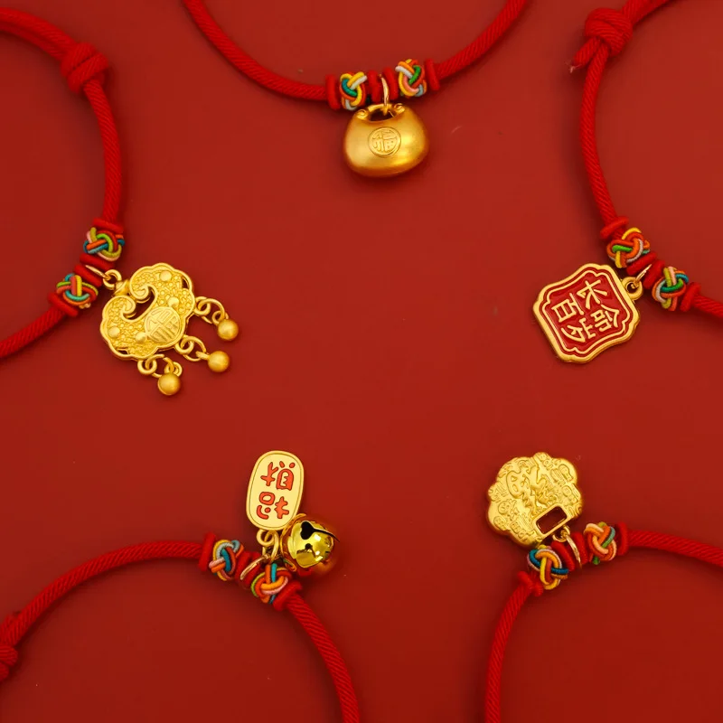 Collar de la suerte Año Nuevo Chino para gatos y perros – rojo y dorado - imagen 5