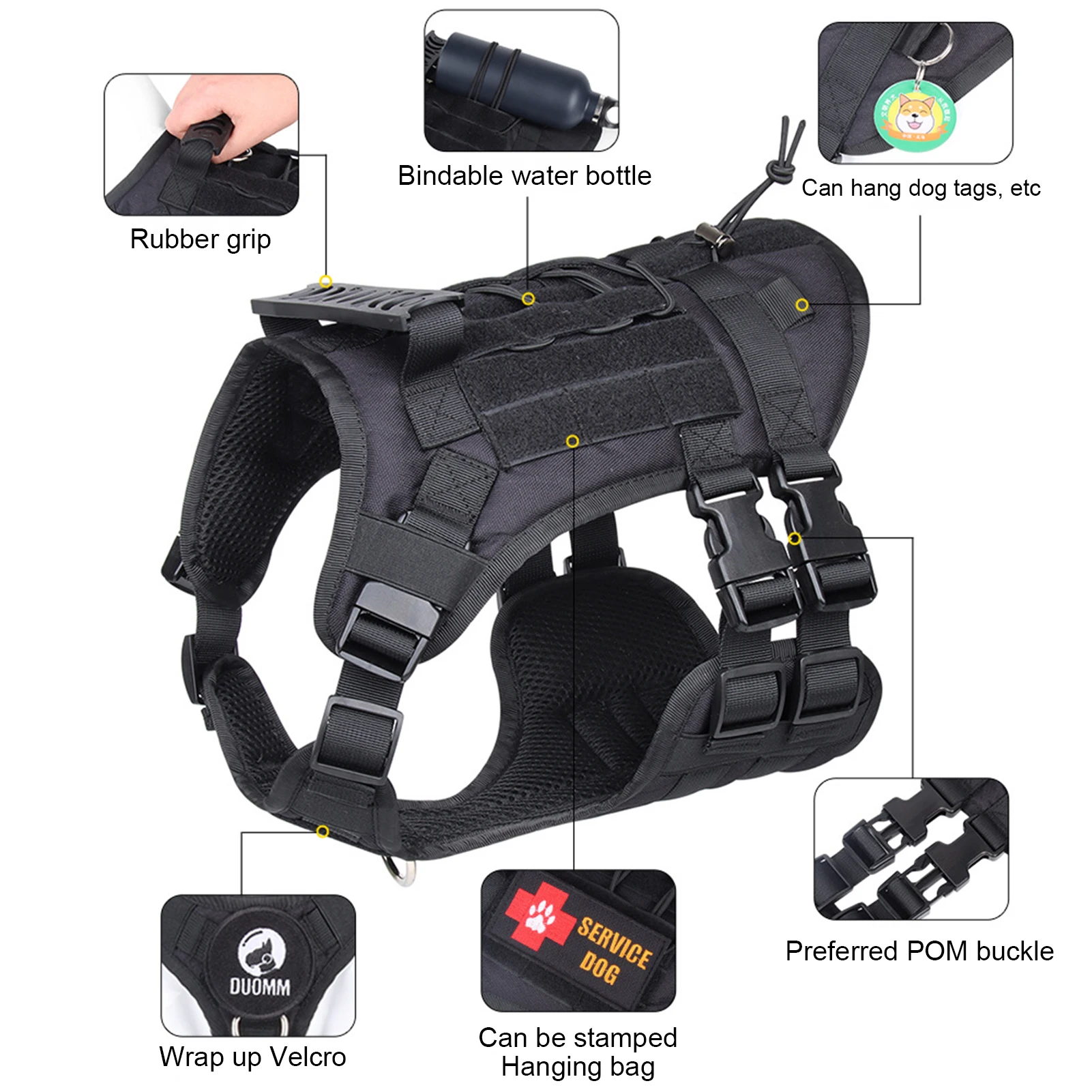 Arnés táctico Oxford impermeable para perros medianos y grandes - imagen 2
