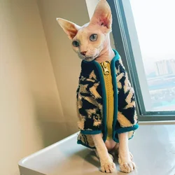 Suéter terciopelo verde para gatos Sphynx y Devon Rex – Abrigo cálido