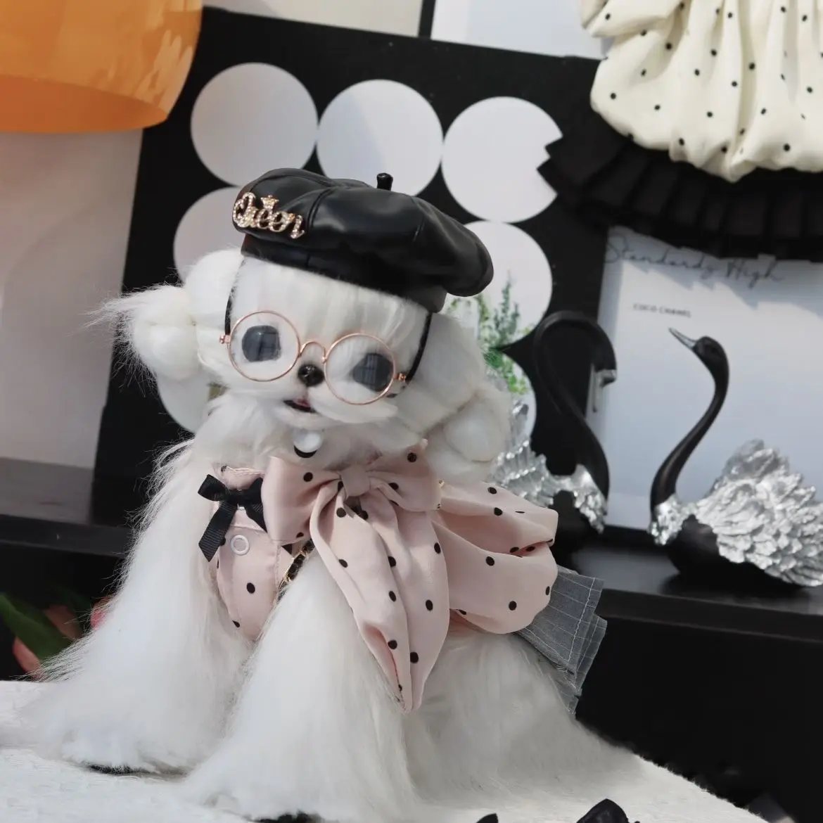 Pet Spring and Autumn Dress Lace Wave Dot Skirt Dog Christmas Clothes Dog Dresses for Small Dogs Puppy Clothes - imagen 4