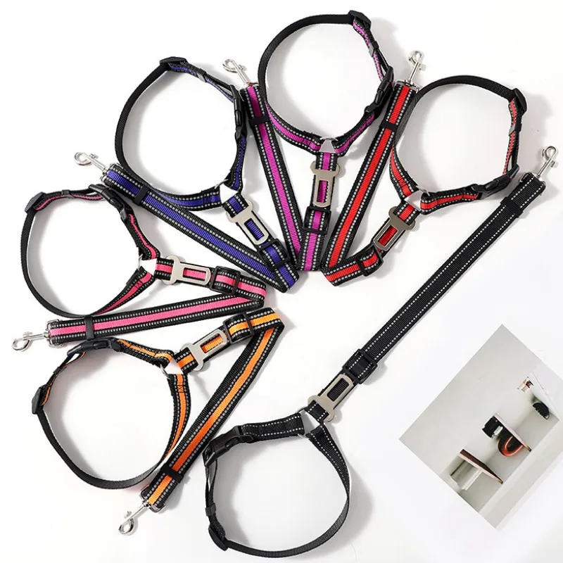 Correa de asiento ajustable para perro, correa reflectante de tracción para coche, productos para mascotas de viaje - imagen 2