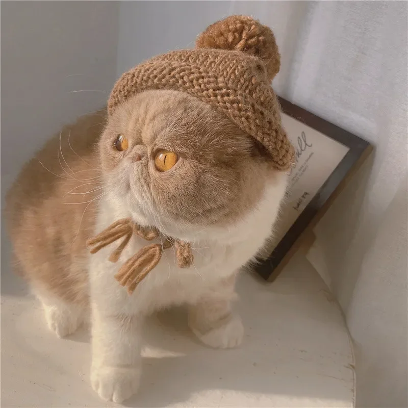 Gorro de lana de invierno para perro, gorro navideño para mascota, bonito gorro de Navidad con bola para el pelo, ropa para gato y perro, sombrero para gato, casco para perro - imagen 4