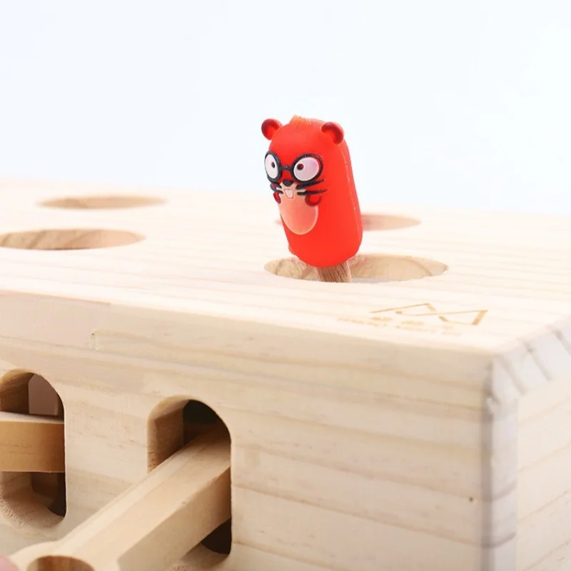 Juguetes interactivos para gatos, caja interactiva de madera maciza para gatos, rascador para gatos, juego interactivo para interiores, juego para atrapar ratones, suministros para mascotas - imagen 3