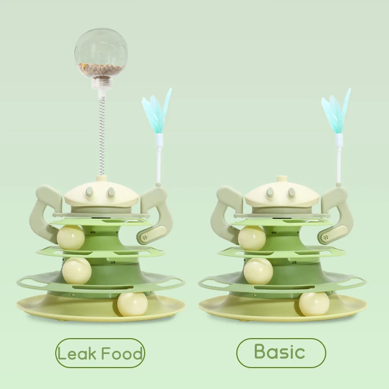 Juguete interactivo para gatos de 4 niveles, tocadiscos de juguete para gatos, bolas giratorias, rompecabezas, pista de entrenamiento, juguetes, suministros para mascotas - imagen 4