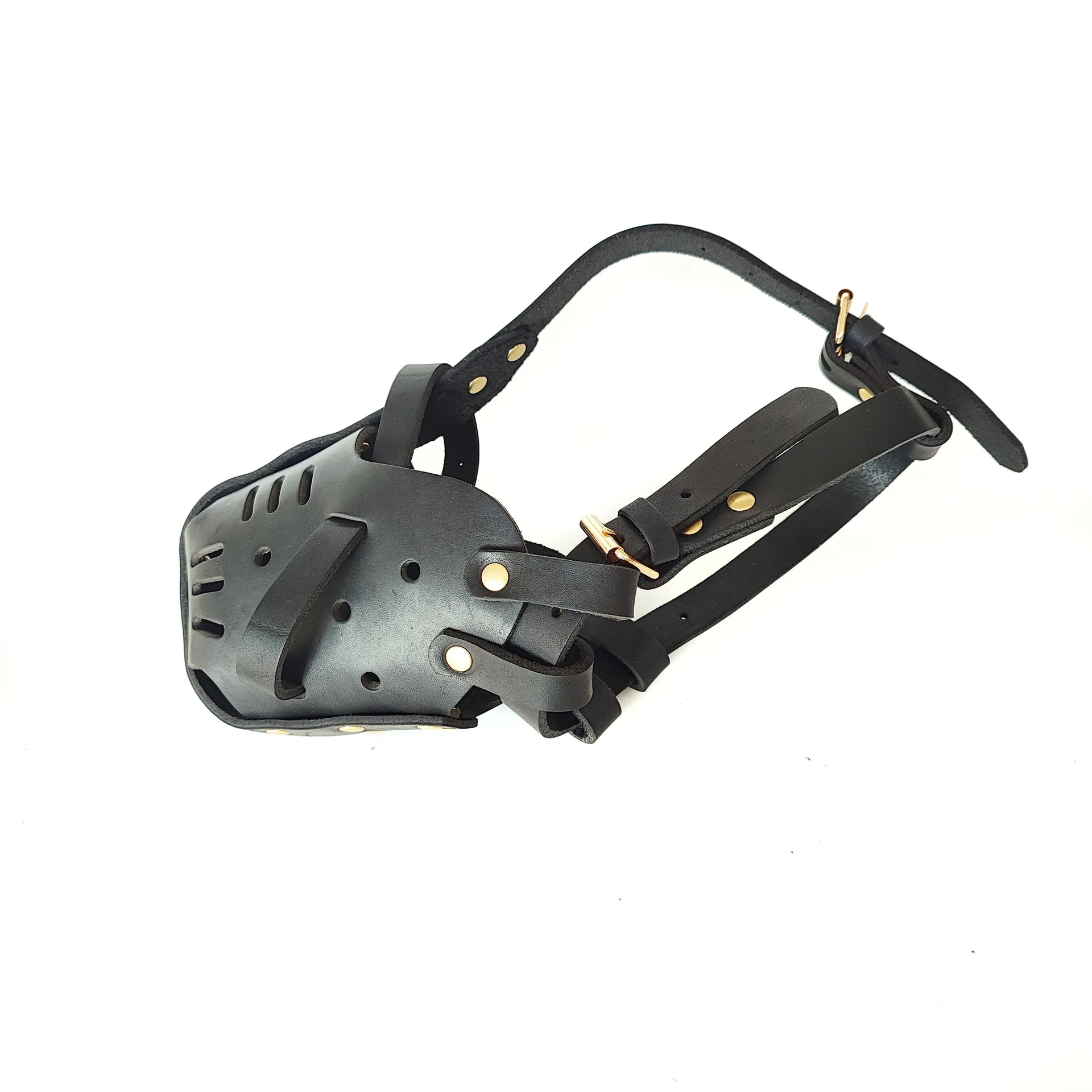 Bozal de cuero genuino para mascotas, bozal de cuero seguro antiladridos para perros pequeños, medianos y grandes, bozal ajustable transpirable para perros - imagen 3