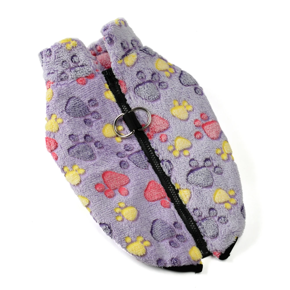 Suéter suave para mascotas, abrigo cálido de lana para perros pequeños y medianos, chaqueta con estampado de pata para mascotas, trajes para Bulldog Beagle Pug - imagen 4