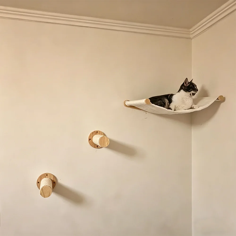 Muebles de pared para gatos de interior: estantes, hamaca y cama - imagen 3