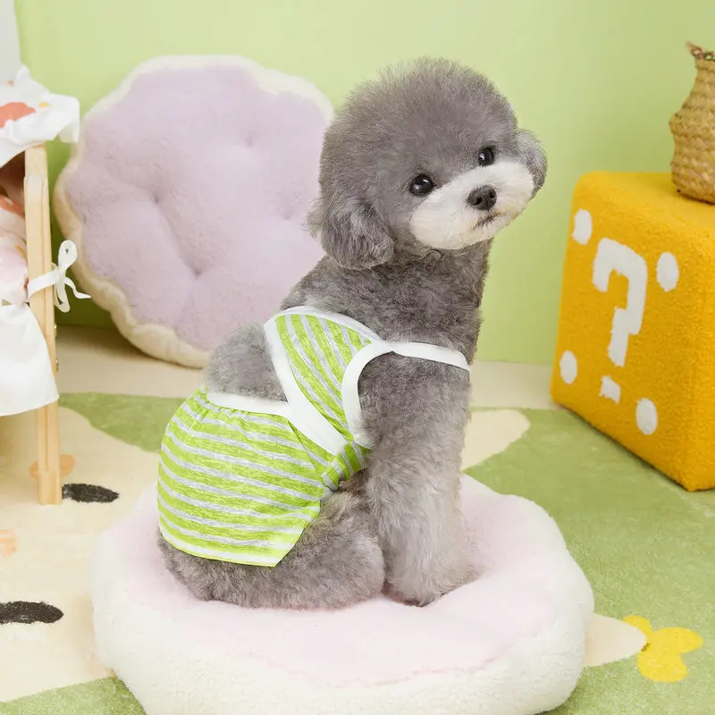 Traje de baño a rayas para mascotas, conjunto de Bikini para mascotas, traje de baño de tela de playa de peluche, ropa para perros, traje de baño para mascotas, vestidos para perros - imagen 3
