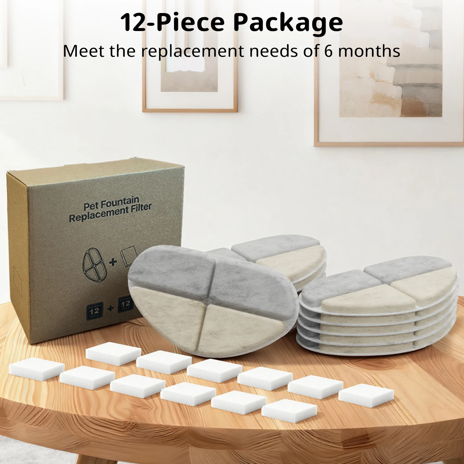Cartucho de filtro de repuesto para fuente de agua para mascotas de 7L, filtros para fuente de gato, 6/12 paquetes