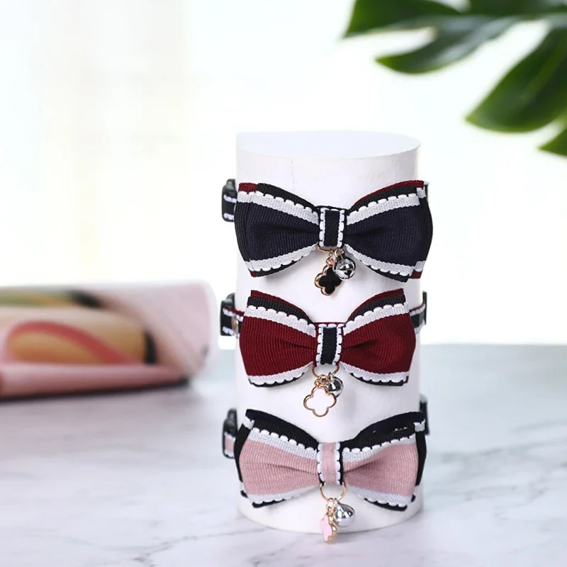 Nuevo Collar bonito para perro y gato, Collar ajustable con campanas y lazo, Collar para gato, accesorios de moda, suministros colgantes para cachorros y gatitos - imagen 5