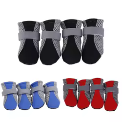 4 unids/set de zapatos para perros, botas reflectantes y transpirables para perros, botines cálidos para lluvia y nieve, calcetines antideslizantes, calzado para perros pequeños y medianos