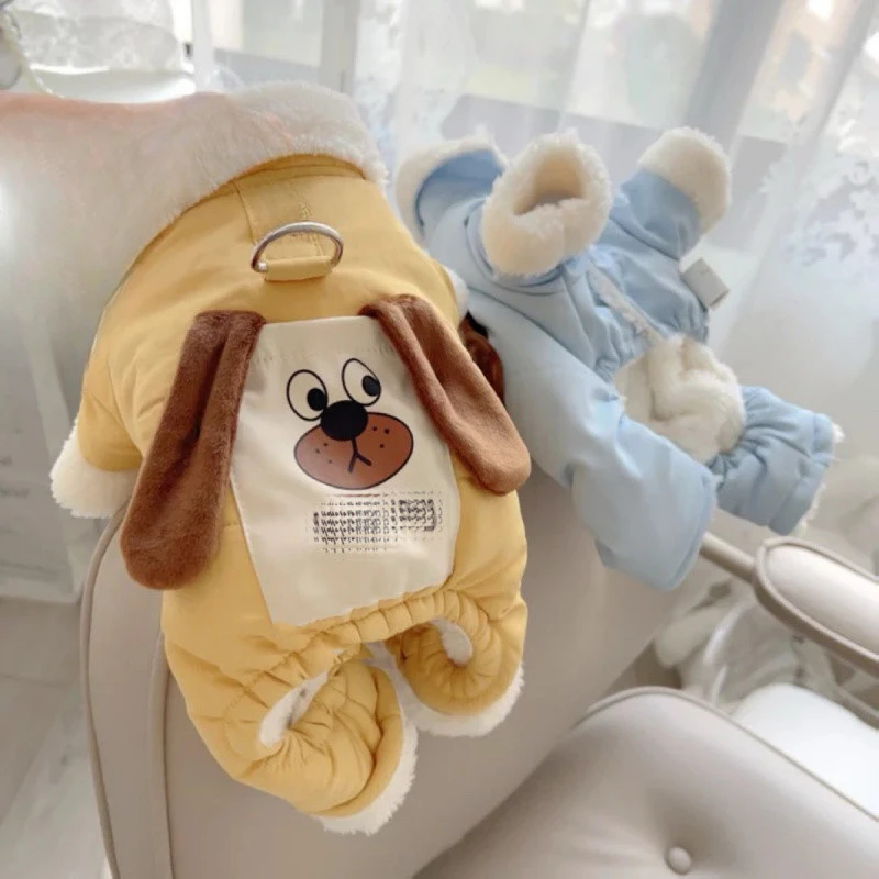 Mono de otoño e invierno para mascotas, bonito abrigo de cuatro patas, oso de peluche para mascotas, Schnauzer, ropa para cachorros, pijamas para perros, mono - imagen 4