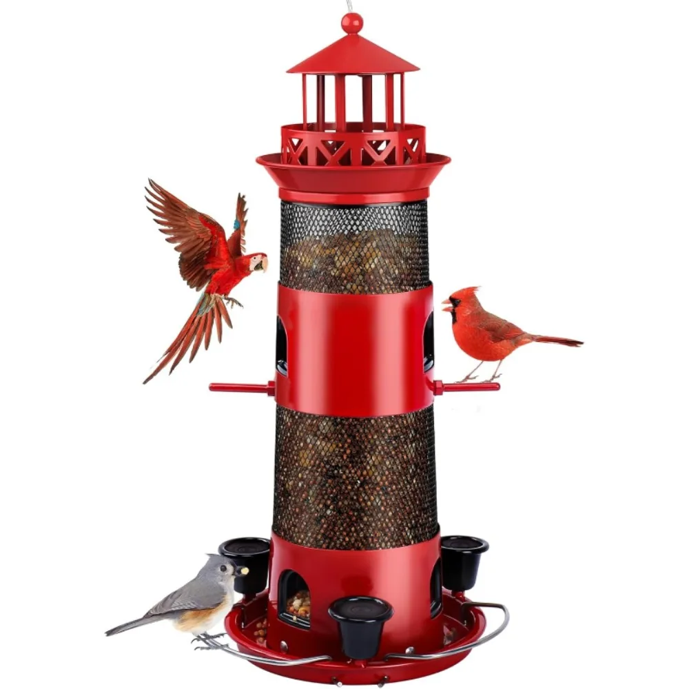 Comederos para pájaros para exteriores, comederos colgantes para pájaros salvajes, comedero de semillas de pájaros de Metal a prueba de ardillas para pájaros pequeños, gran capacidad