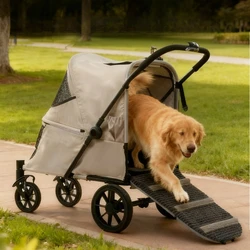 Cochecito plegable para perros grandes – Rueda con freno y suspensión