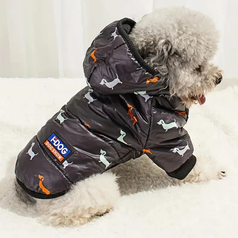 Nueva ropa caliente para mascotas, ropa con capucha de dos pies acolchada de algodón para gatos y perros, ropa de otoño e invierno más algodón grueso para mascotas - imagen 5