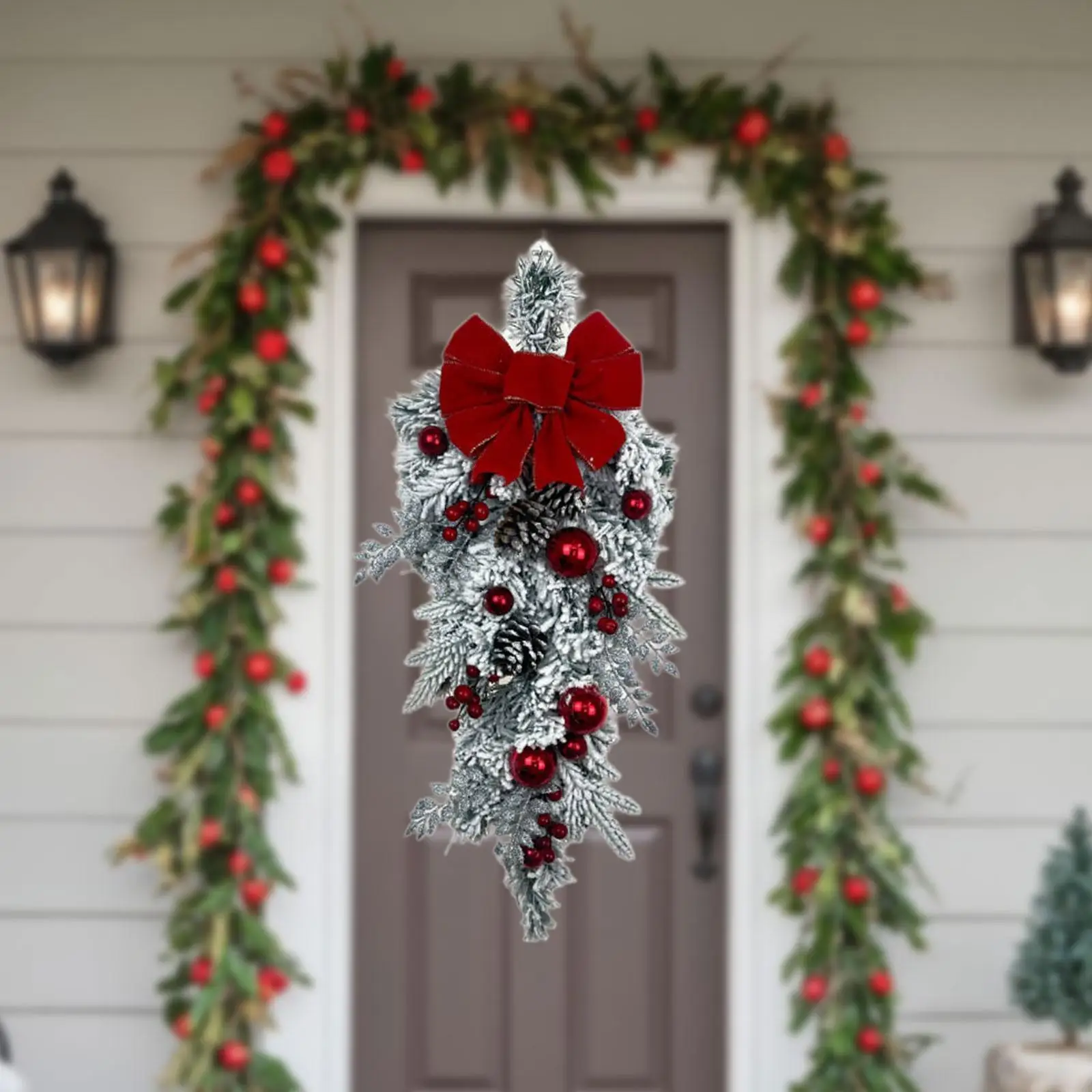 Christmas Wreath, Hanging Ornament, Front Door Wreath, Artificial Wreath, for Indoor Outdoor