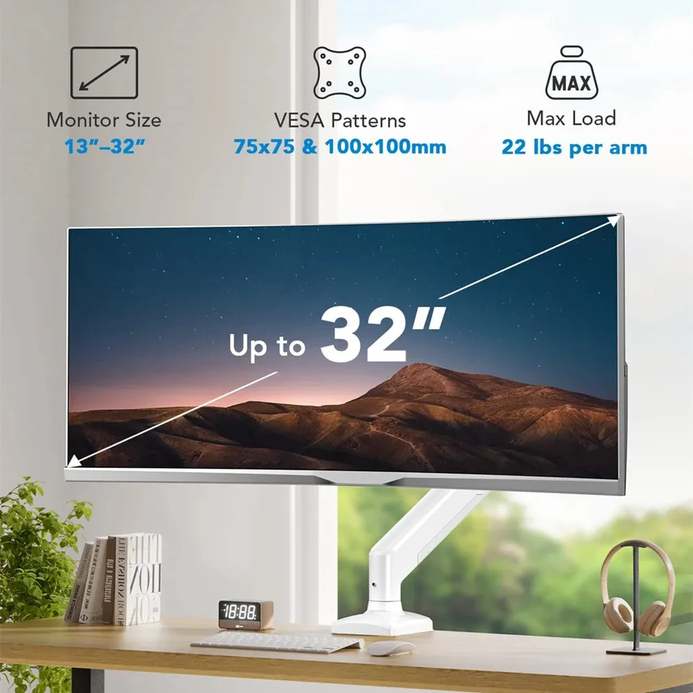 Soporte de Monitor único de hasta 32 pulgadas y 19,8 libras por pantalla soporte de montaje de escritorio para ordenador soporte de TV ajustable soporte de Monitor - imagen 3