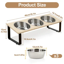 Comedero elevado antivoracidad para gatos – 3 tazones con soporte inclinado