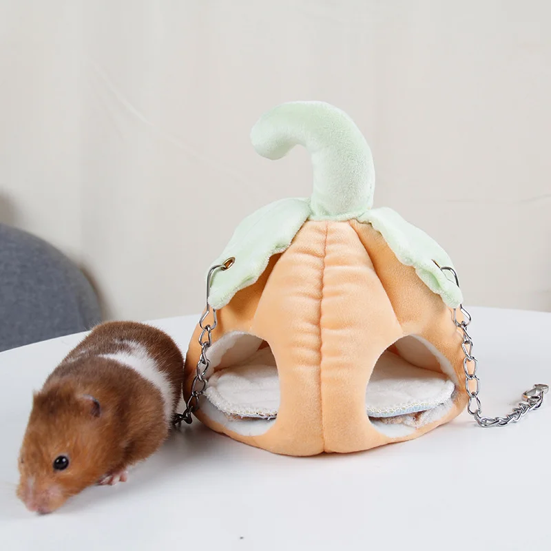 Lindo nido de hámster, casa de conejillo de indias suave, jaula de ardilla de felpa corta cálida, roedor en forma de calabaza, suministro - imagen 4