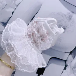 Vestido de novia para mascotas Falda con tirantes de encaje blanco ​   Falda mullida de gasa transpirable con lazo de perlas, ropa para cachorros para perros pequeños, Chihuahu