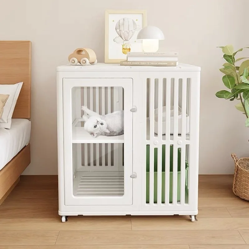 Mueble divisor con caja de arena para gatos – 2 en 1 con ruedas - imagen 3