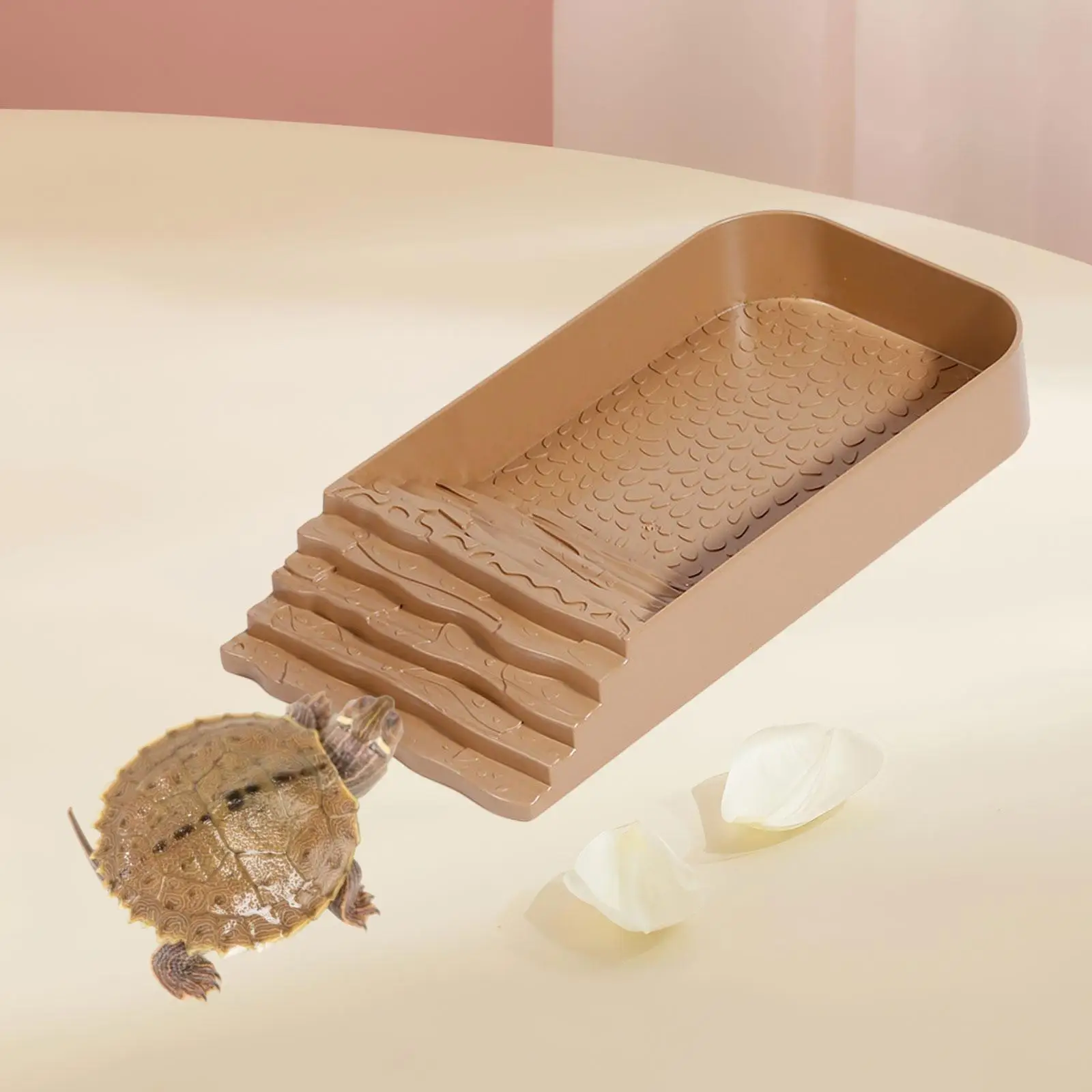Reptile Water Dish with Ramp Lizards Habitat for Turtle Hamster Leopard