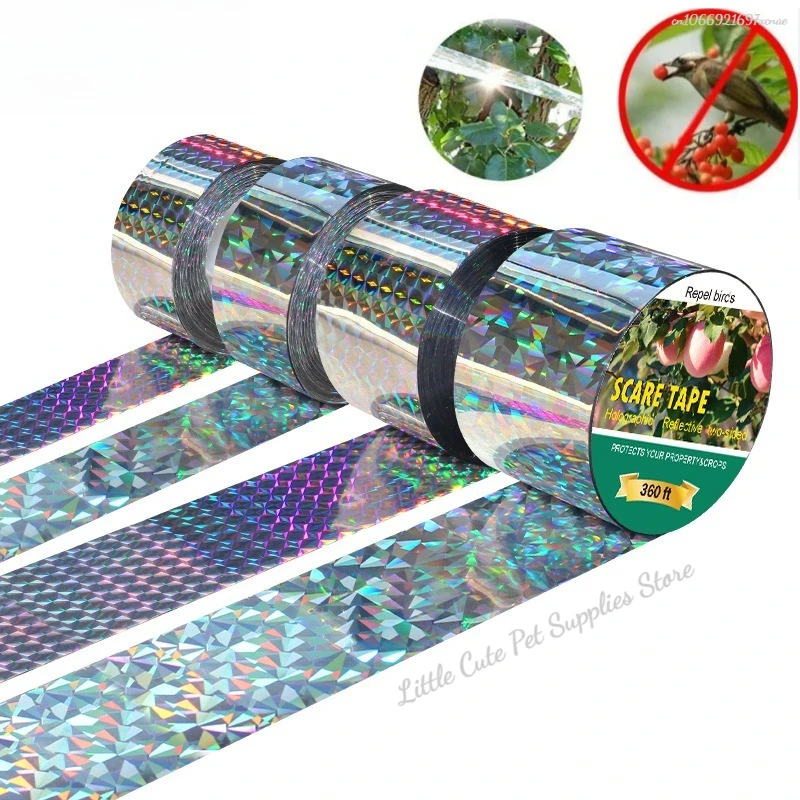 Cinta para asustar pájaros, cinta antiaves, cinta reflectante de doble cara para asustar a los pájaros, zorro, palomas, cintas repelentes