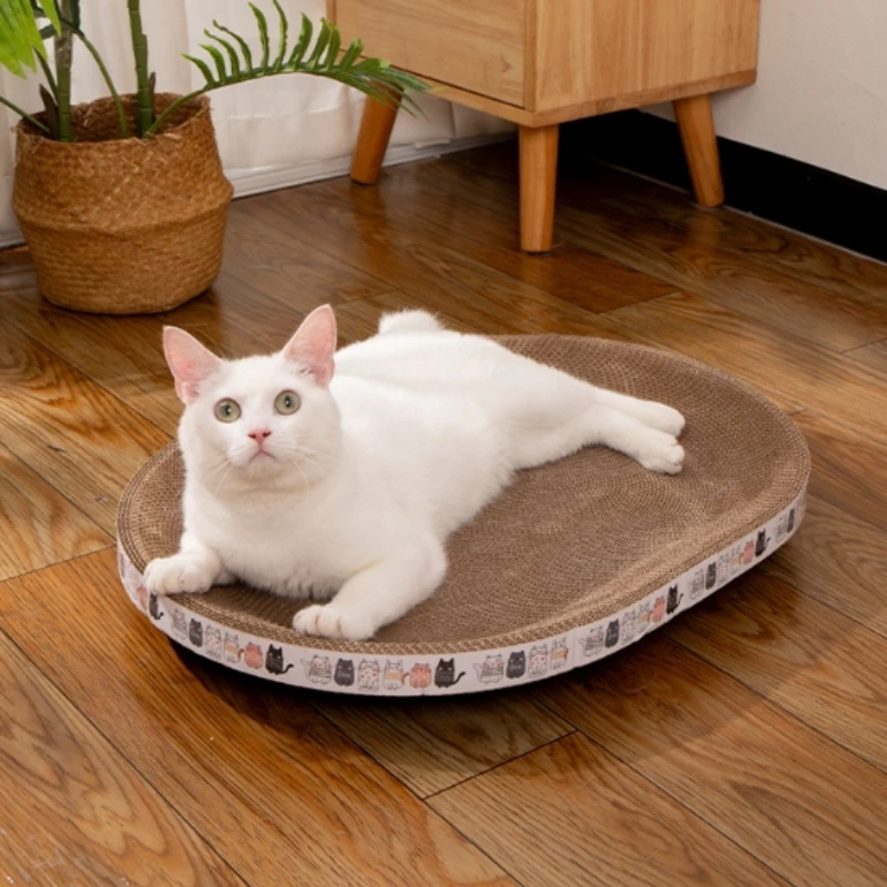 Corrugated Cat Scratching Post, 2-in-1 Wear-resistant Scratcher & Cat Bed, Corrugated Cardboard Scratcher, Interactive Cats Toy