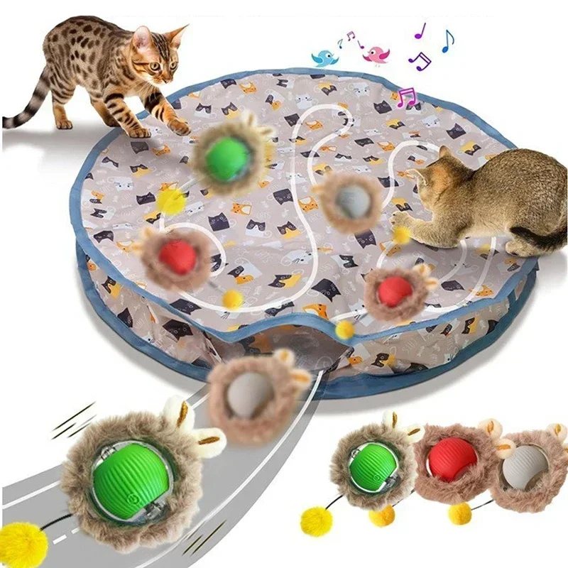 Seek Kitten bolsa de juguete y juguetes ocultar bola rodante gato rápido activado para el movimiento del gato en juguete interior interactivo inteligente interactivo - imagen 2
