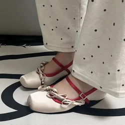 Zapatos Mary Jane para perro: lazo, pedrería, hebilla – Punta cuadrada