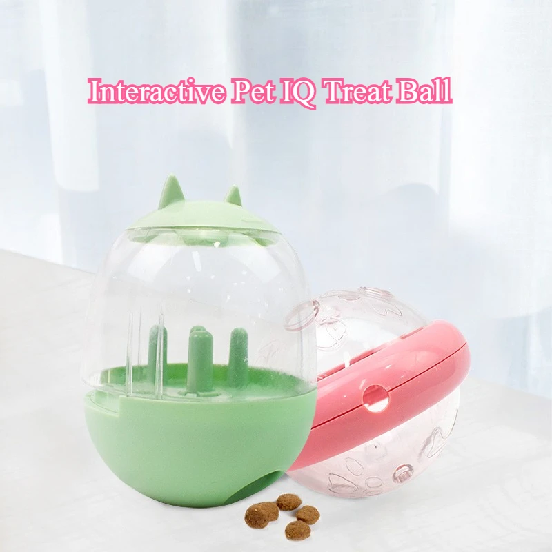 Bola interactiva para golosinas IQ para mascotas, alimentador lento y juguete rompecabezas para perros y gatos, dispensador de alimentos resistente a mordeduras para estimulación y diversión