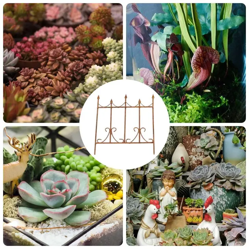 Valla de hierro en miniatura, valla decorativa de arte del hierro para decoración de Mini casa, valla de juguete de arte del hierro forjado, paisaje en miniatura - imagen 5