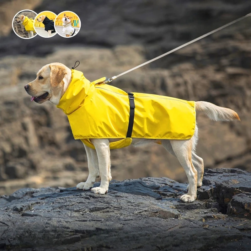 Chubasquero grande para perros, ropa impermeable para cachorros, ropa reflectante para mascotas a prueba de viento para Poncho Labrador Golden Retriever Corgi, accesorio para perros