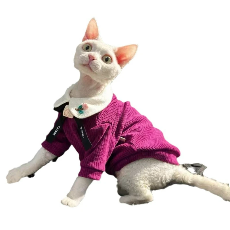 Primavera y otoño sudaderas con capucha para perros y gatos ropa acogedora adecuada para gatos sin pelo tela de búho nevado ropa para mascotas para perros pequeños gatos - imagen 5