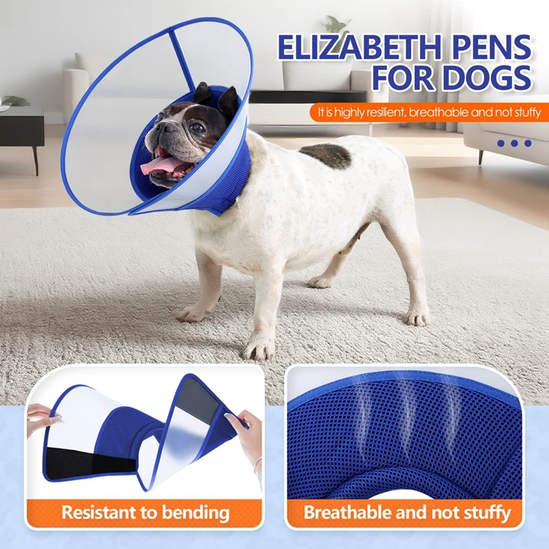 Collar de cono para cachorros y gatos, cono de recuperación cómodo después de la cirugía para dejar de lamer y rascar, Collar grande plegable para perros - imagen 4