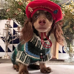 Suéter navideño para perro salchicha cálido de punto hecho a mano