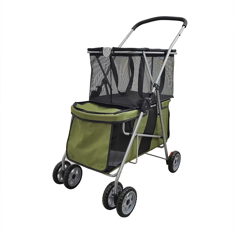 Cochecito plegable para mascotas, carrito de compras de doble capa, gran capacidad, bolsa separada para gatos, coche para perros, productos portátiles para mascotas, accesorios - imagen 3
