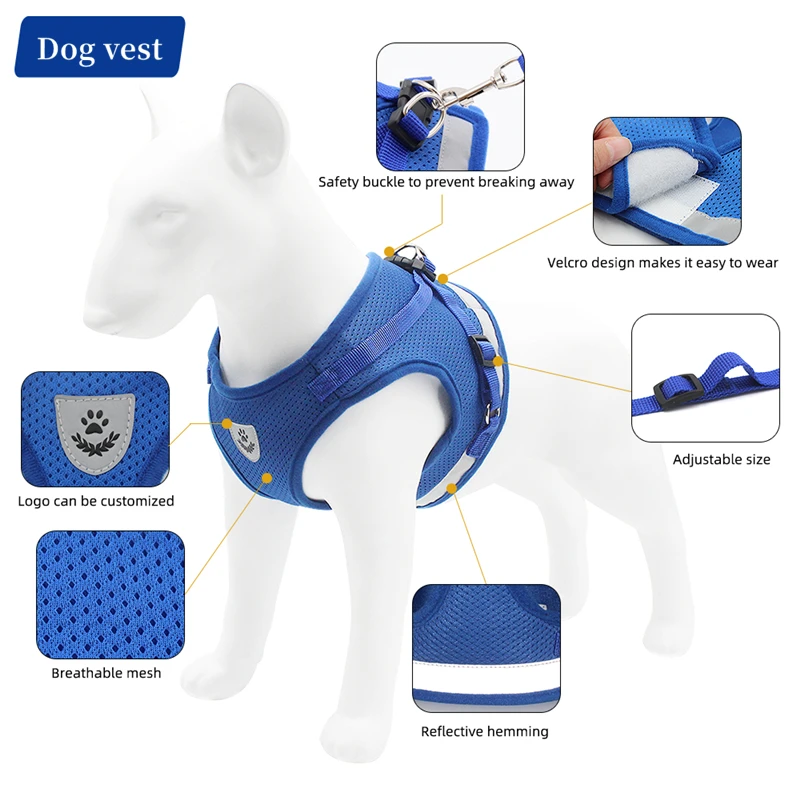 Conjunto de arnés y correa para perro y gato, arnés de pecho para Chihuahua, Bulldog Francés, Pug, chaleco, accesorios - imagen 5