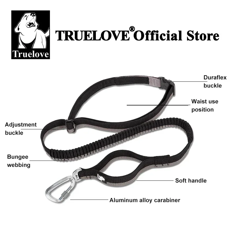 Truelove Pet Running Bungee Leash Hands Free Dog Leash Medium Large Dogs Professiona Carabiner Reflective Stitches NEW TLL2271 - imagen 3