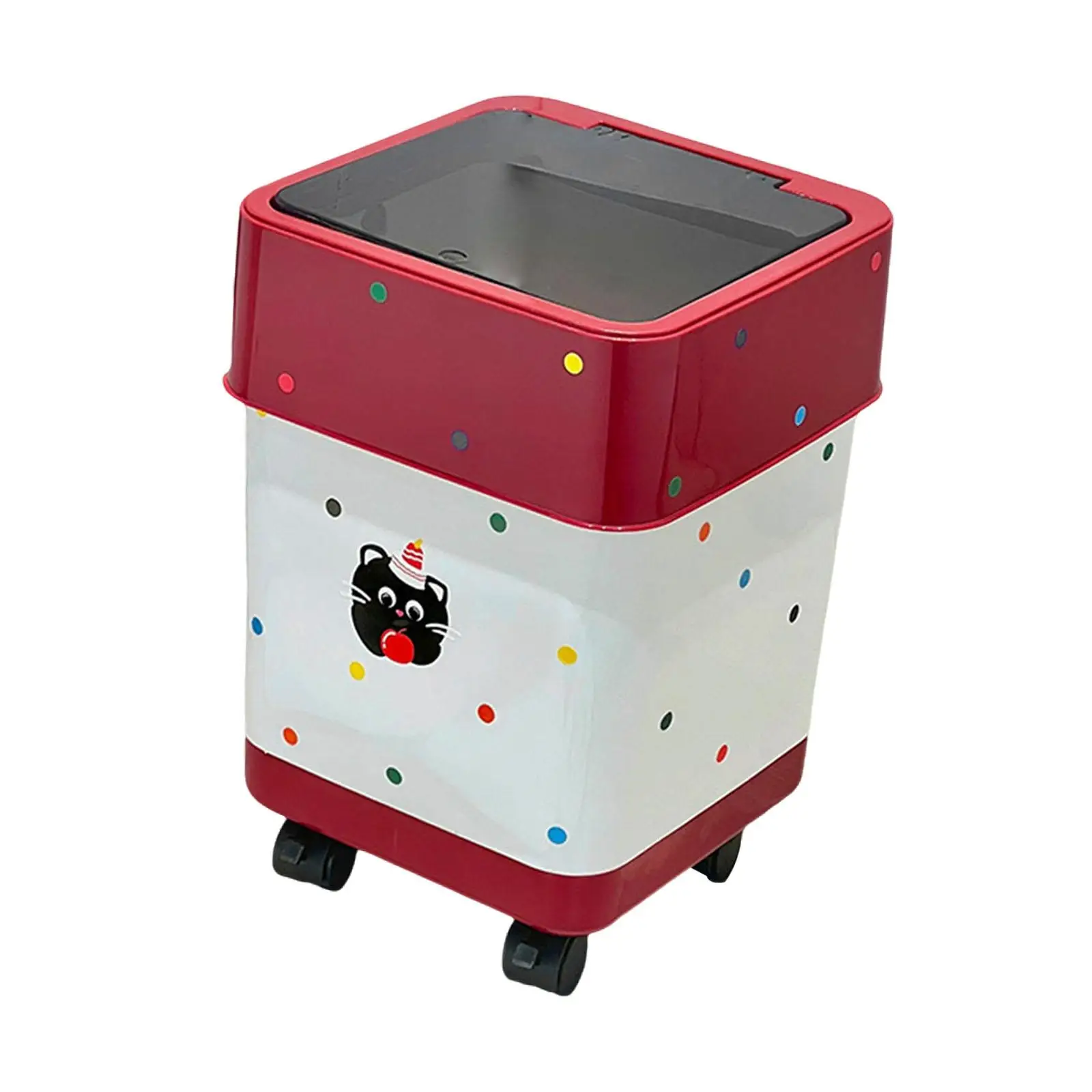 Trash Can with Wheels Garbage Bin,Sturdy Cute Waste Basket Rolling Garbage Can on Wheels for Living Room Bathroom Kids Room