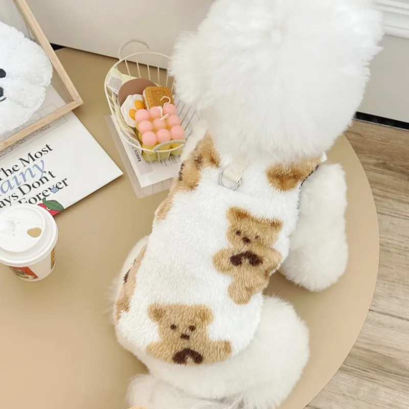 Ropa de invierno para perros con bonito oso, chaleco de lana para perros, abrigo, chaqueta cálida para perros, ropa para Bulldog Francés Chihuahua Bichon, ropa para perros