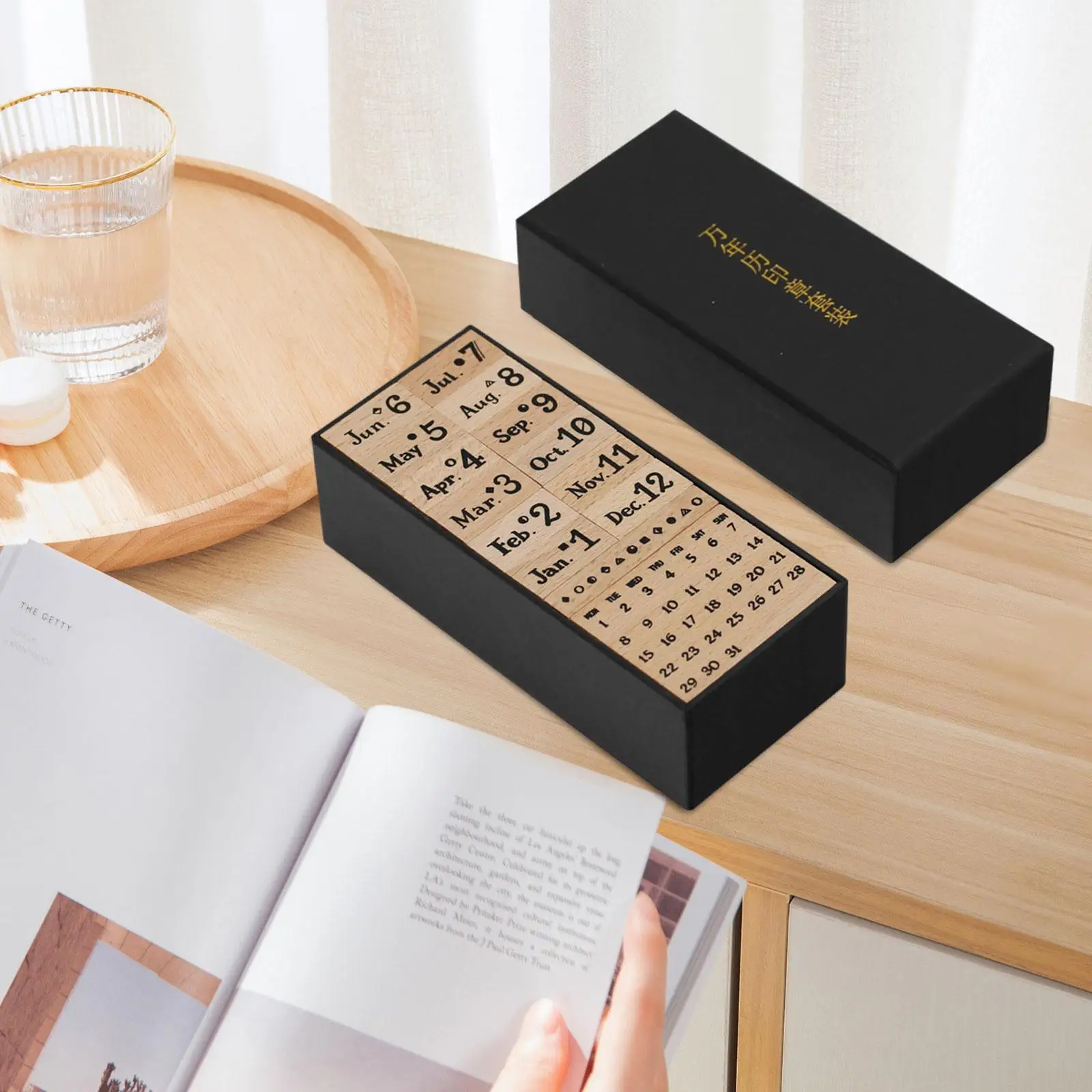 Sellos de madera multiusos, juego de estampado de calendario creativo para álbum de recortes, diario de balas y suministros de álbum decorativo