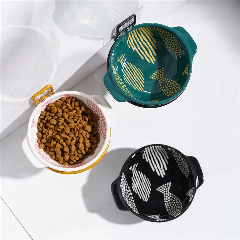 Cuenco colgante a la moda para perros y gatos, alimentador tipo suspensión, protección del cuello del pie alto, platos de cerámica para accesorios de jaula para mascotas - imagen 5